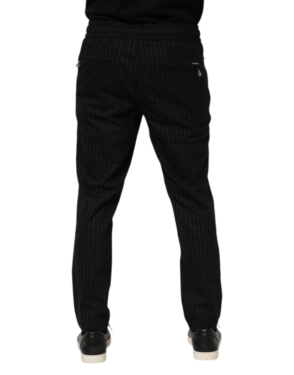Dolce & Gabbana Black Striped Wool Men Jogger Pants - Zeiniez