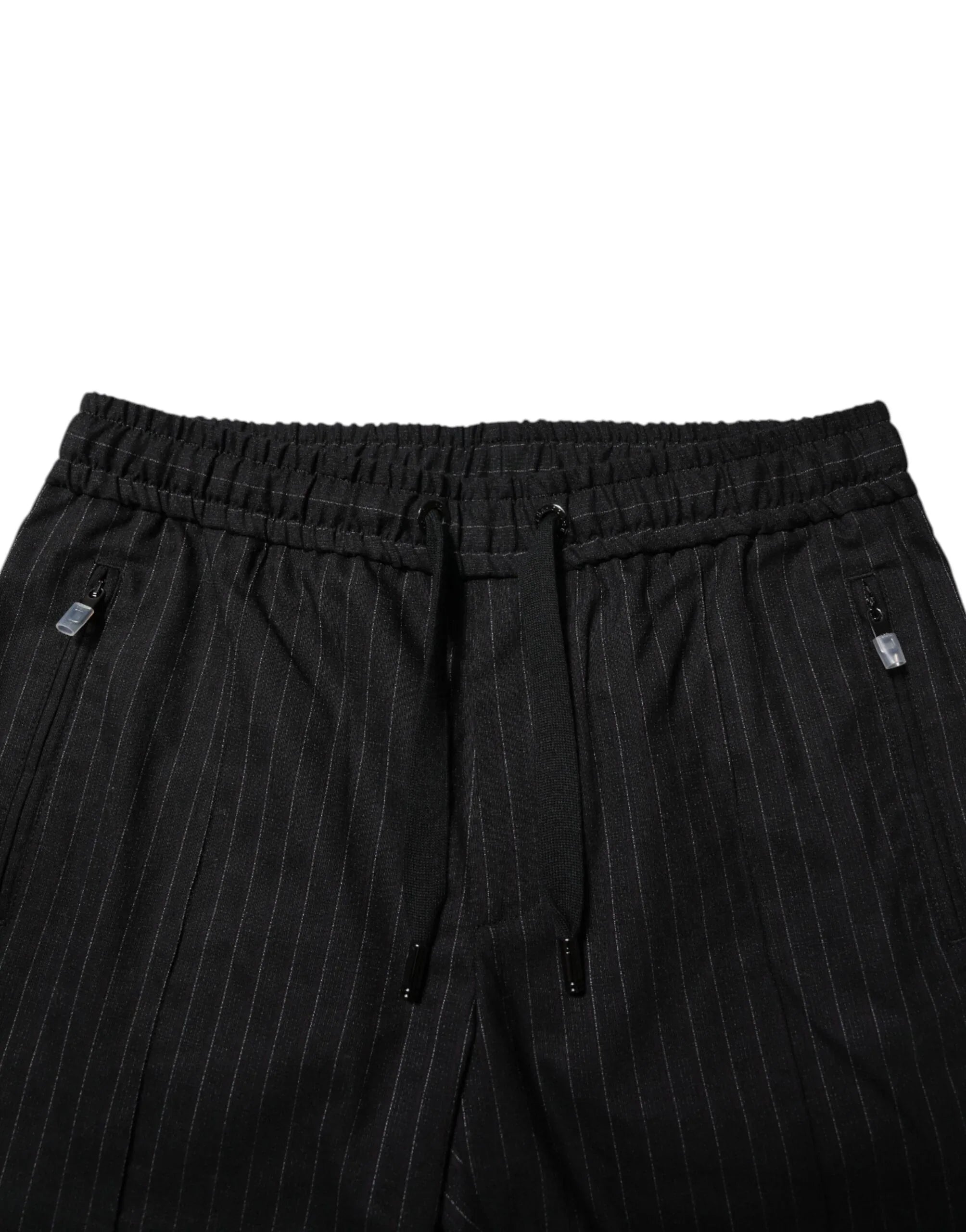 Dolce & Gabbana Black Striped Wool Men Jogger Pants - Zeiniez