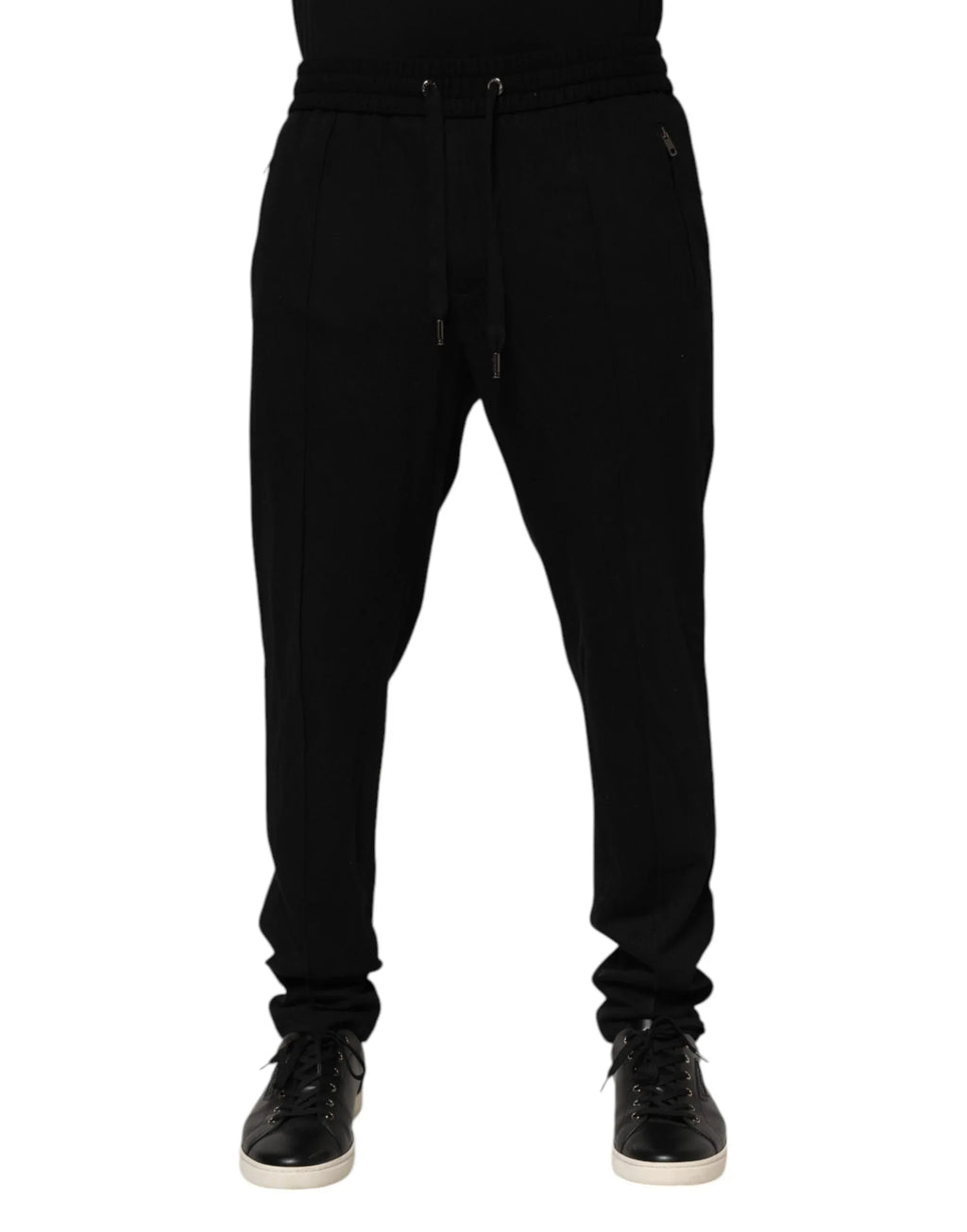 Dolce & Gabbana Black Viscose Skinny Logo Men Jogger Pants - Zeiniez