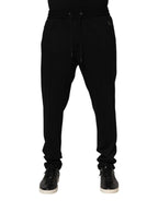 Dolce & Gabbana Black Viscose Skinny Logo Men Jogger Pants - Zeiniez