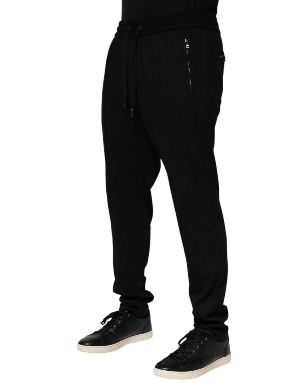 Dolce & Gabbana Black Viscose Skinny Logo Men Jogger Pants - Zeiniez