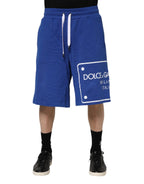 Dolce & Gabbana Blue Logo Cotton Bermuda Sweatshorts Shorts - Zeiniez