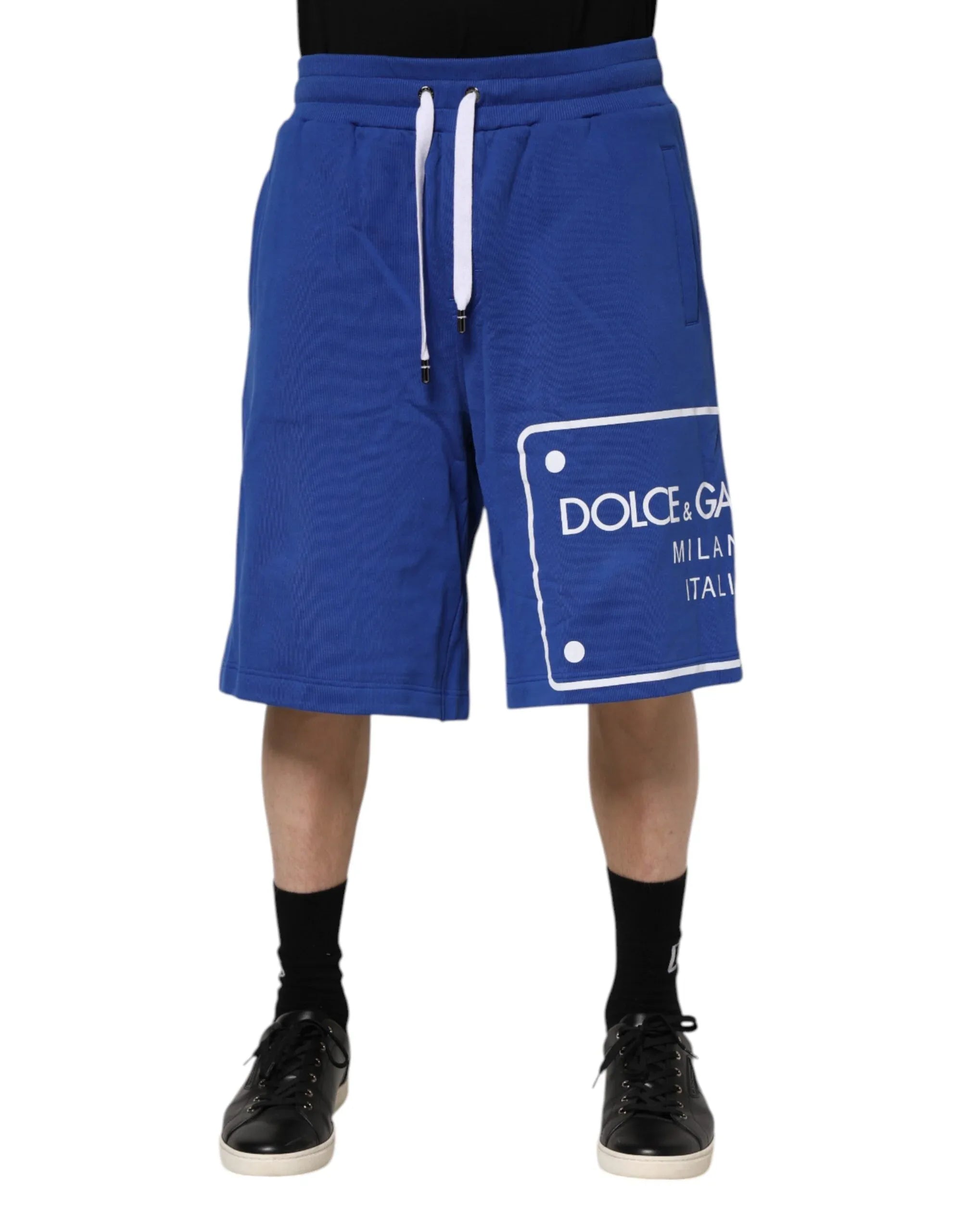 Dolce & Gabbana Blue Logo Cotton Bermuda Sweatshorts Shorts - Zeiniez