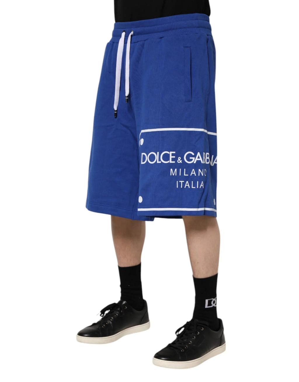 Dolce & Gabbana Blue Logo Cotton Bermuda Sweatshorts Shorts - Zeiniez