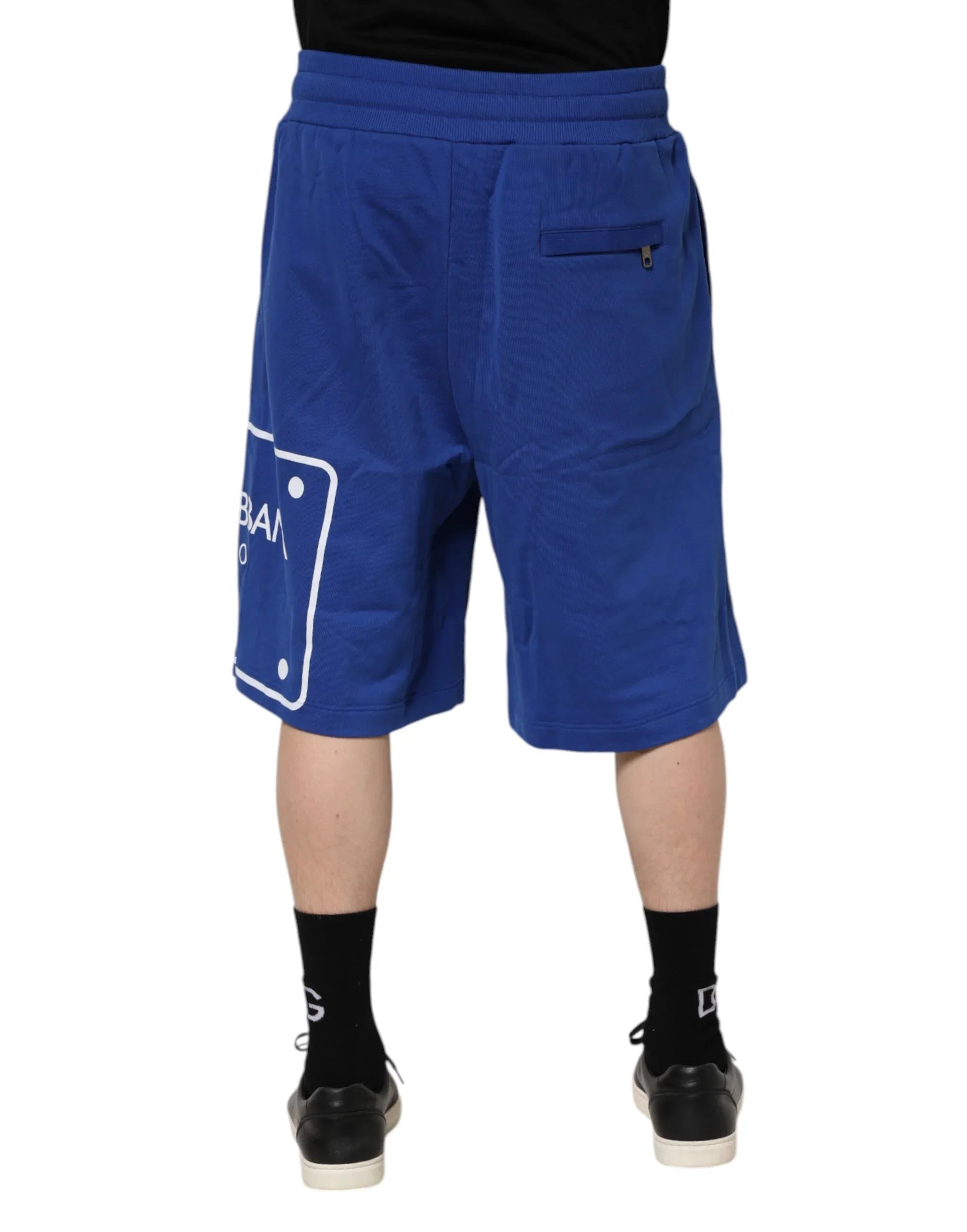 Dolce & Gabbana Blue Logo Cotton Bermuda Sweatshorts Shorts - Zeiniez