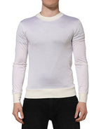 Dolce & Gabbana White Silk Crew Neck Long Sleeves T-shirt