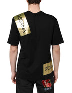 Dolce & Gabbana Black Logo Tape Cotton Men Crew Neck T-shirt - Zeiniez