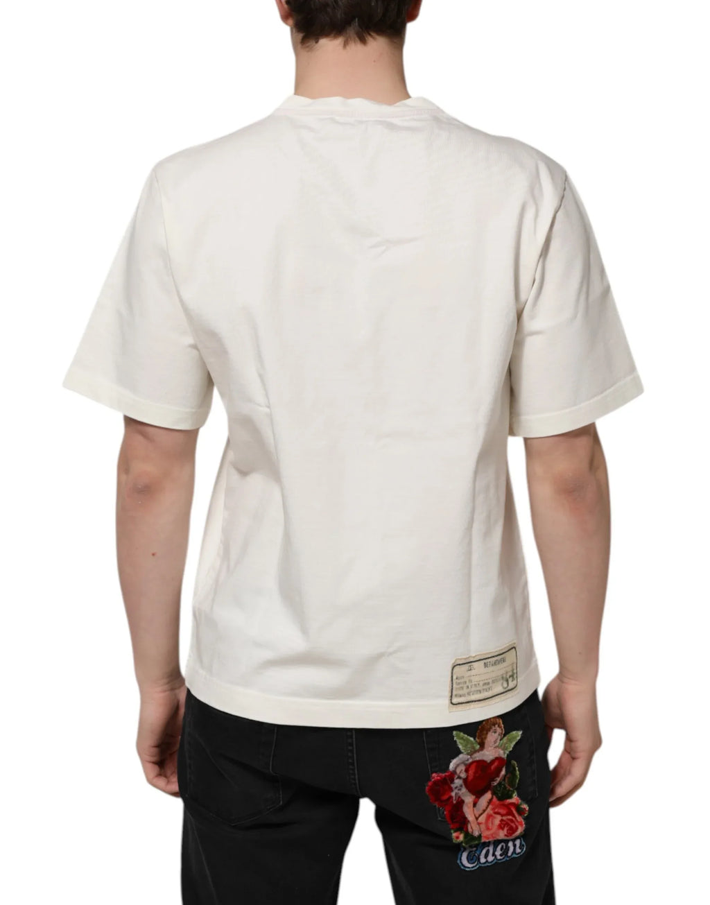 Dolce & Gabbana White Love Peace Cotton Men Crew Neck T-shirt - Zeiniez