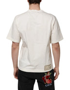 Dolce & Gabbana White Love Peace Cotton Men Crew Neck T-shirt - Zeiniez