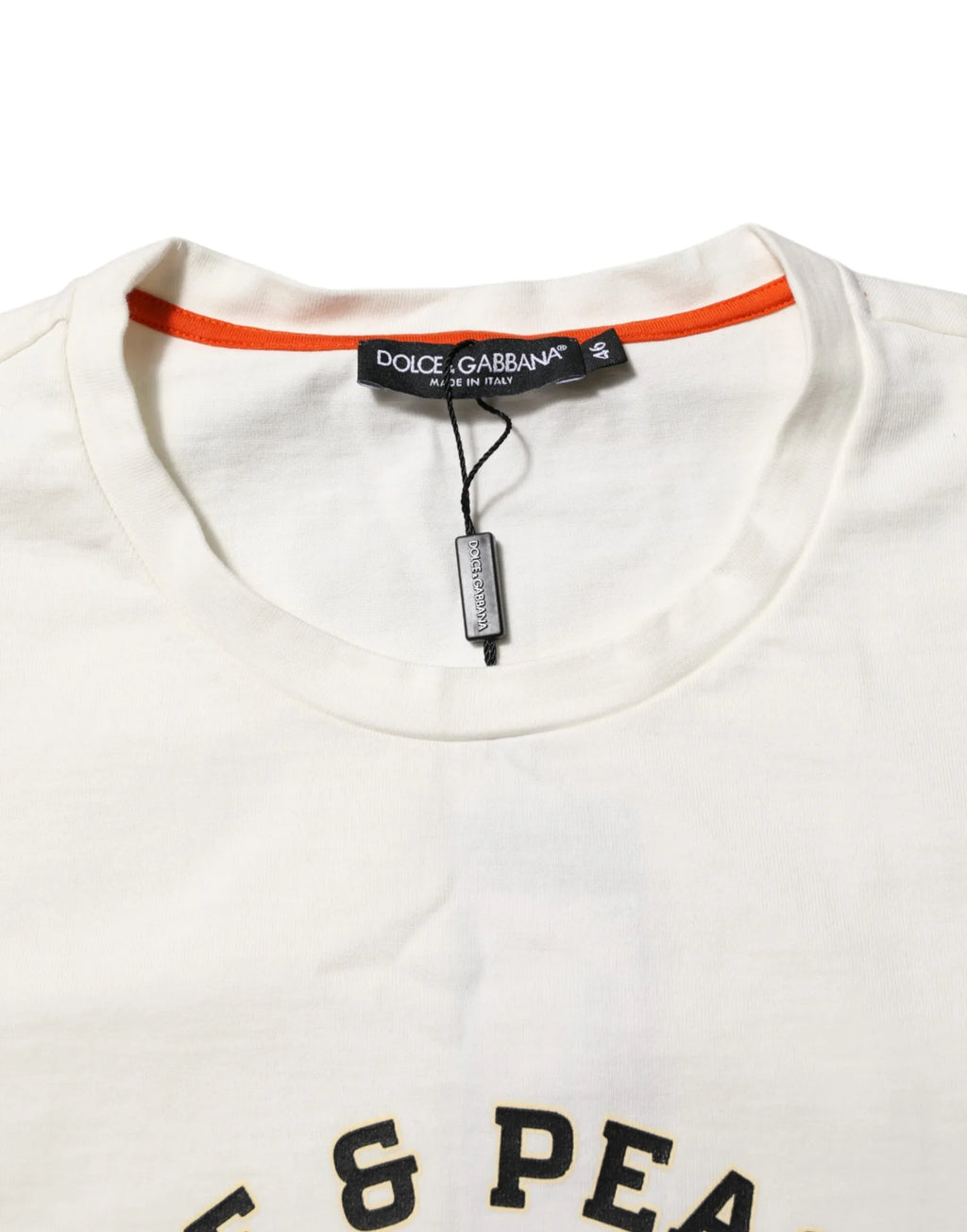 Dolce & Gabbana White Love Peace Cotton Men Crew Neck T-shirt - Zeiniez