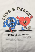 Dolce & Gabbana White Love Peace Cotton Men Crew Neck T-shirt