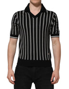 Dolce & Gabbana Black White Stripes Collared Polo T-shirt - Zeiniez