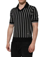 Dolce & Gabbana Black White Stripes Collared Polo T-shirt - Zeiniez