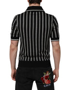 Dolce & Gabbana Black White Stripes Collared Polo T-shirt - Zeiniez