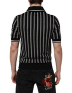 Dolce & Gabbana Black White Stripes Collared Polo T-shirt