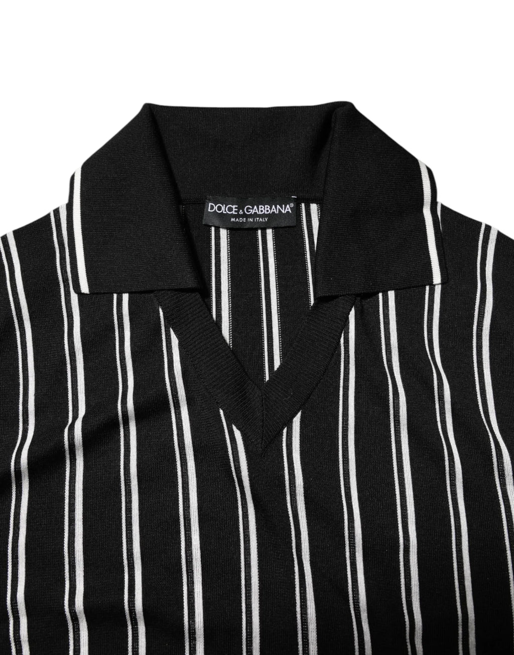 Dolce & Gabbana Black White Stripes Collared Polo T-shirt - Zeiniez