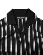 Dolce & Gabbana Black White Stripes Collared Polo T-shirt - Zeiniez