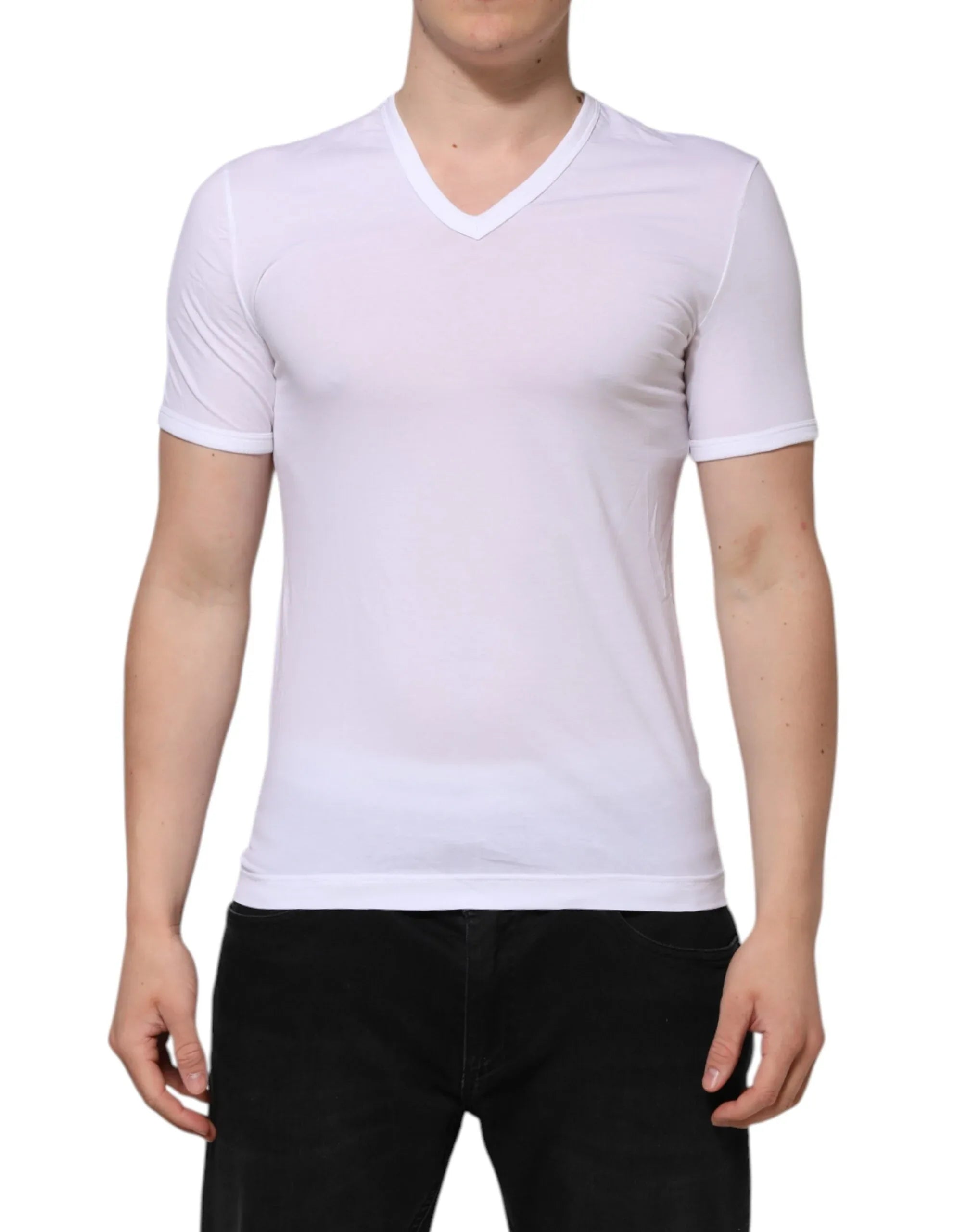 Dolce & Gabbana White Short Sleeves V-neck Underwear T-shirt - Zeiniez