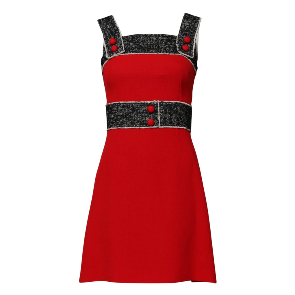 Dolce & Gabbana Red Wool Sleeveless A-line Flared Mini Dress - Zeiniez