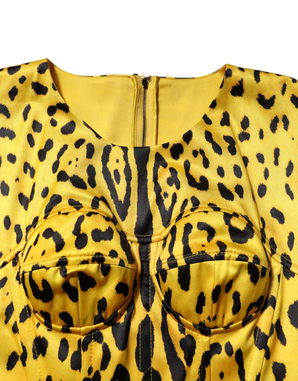 Dolce & Gabbana Yellow Polyester Leopard Midi Sheath Dress - Zeiniez