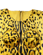 Dolce & Gabbana Yellow Polyester Leopard Midi Sheath Dress - Zeiniez
