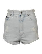 Dolce & Gabbana Light Blue Washed Denim Cotton Hot Pants Shorts - Zeiniez