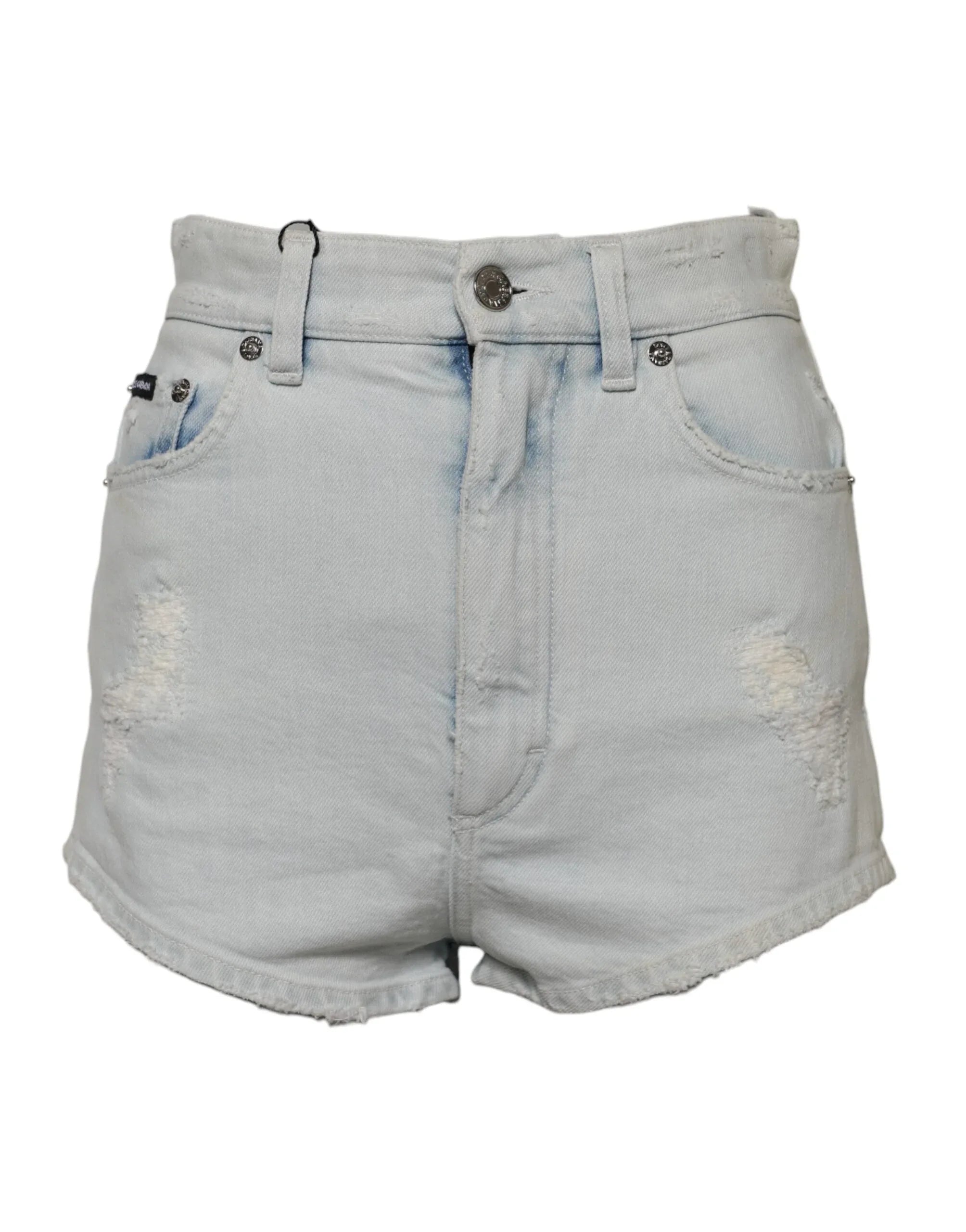 Dolce & Gabbana Light Blue Washed Denim Cotton Hot Pants Shorts - Zeiniez