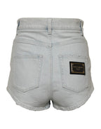 Dolce & Gabbana Light Blue Washed Denim Cotton Hot Pants Shorts - Zeiniez