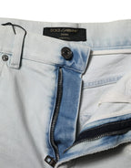 Dolce & Gabbana Light Blue Washed Denim Cotton Hot Pants Shorts - Zeiniez