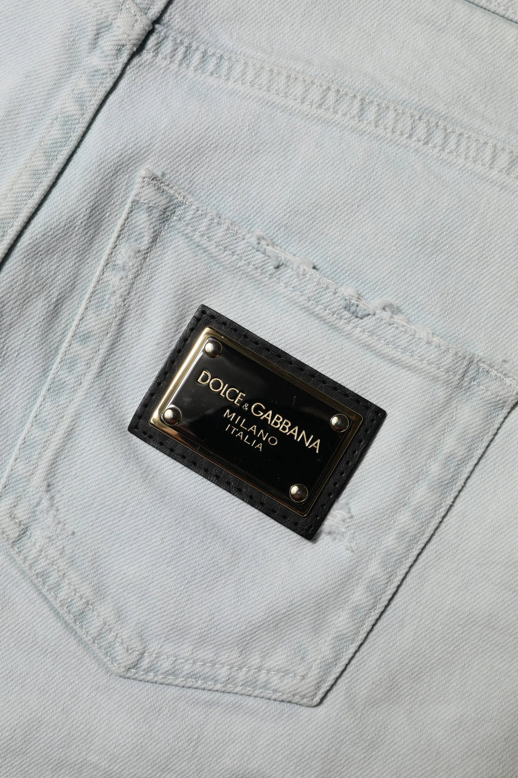 Dolce & Gabbana Light Blue Washed Denim Cotton Hot Pants Shorts - Zeiniez