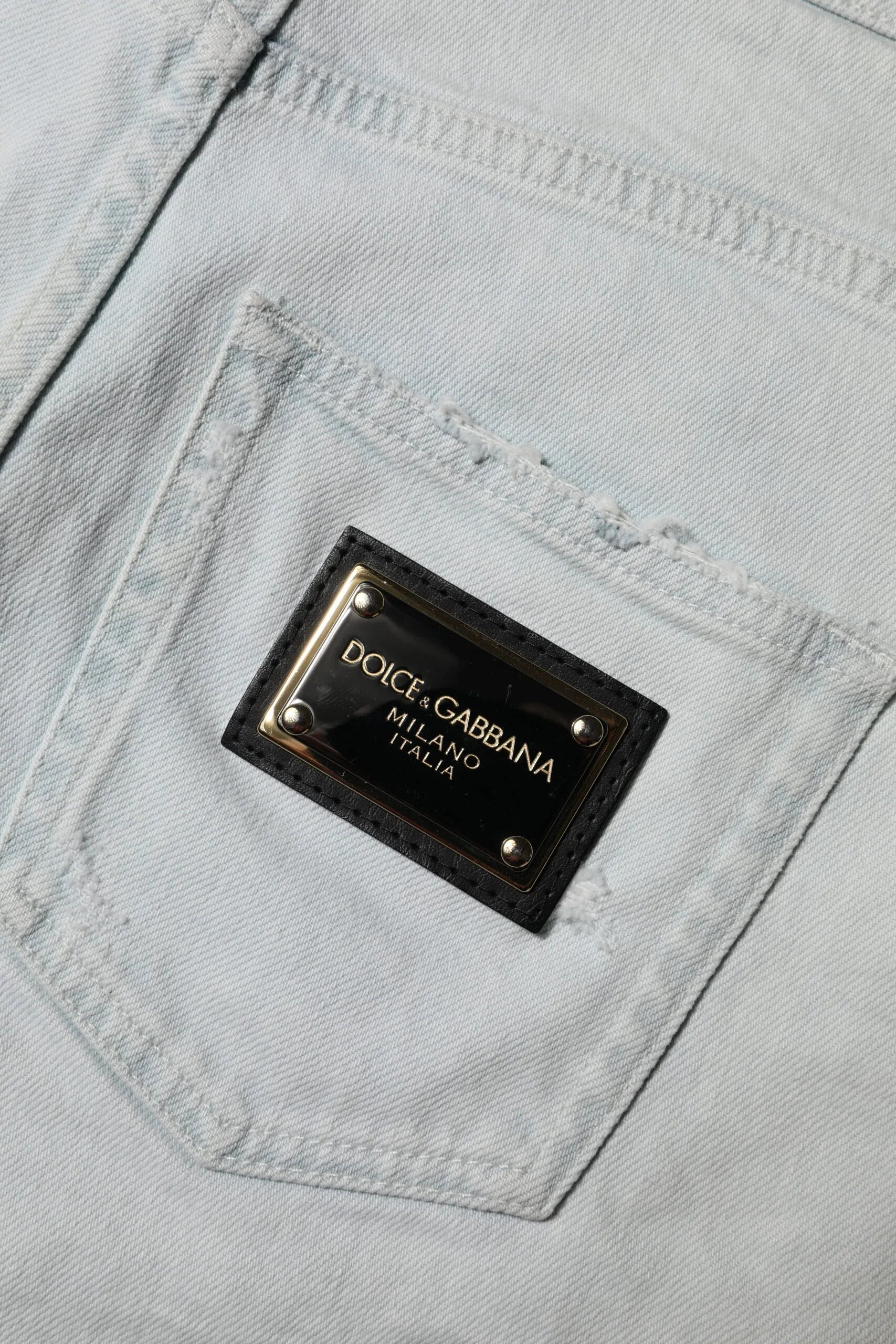 Dolce & Gabbana Light Blue Washed Denim Cotton Hot Pants Shorts - Zeiniez