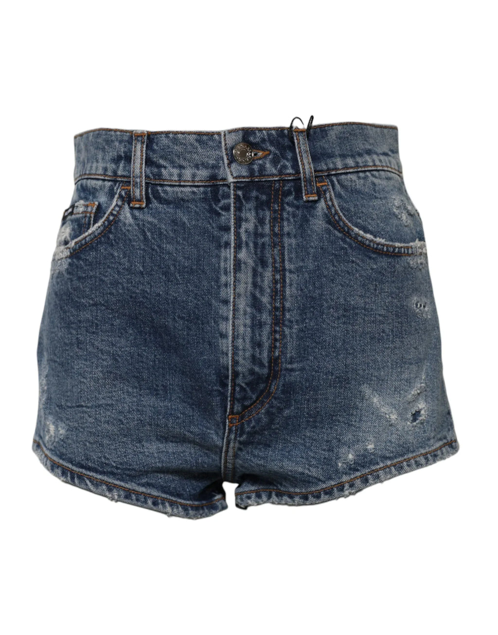 Dolce & Gabbana Blue Tattered Denim Cotton Hot Pants Shorts - Zeiniez
