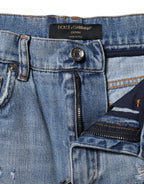Dolce & Gabbana Blue Logo Plaque Denim Cotton Hot Pants Shorts - Zeiniez