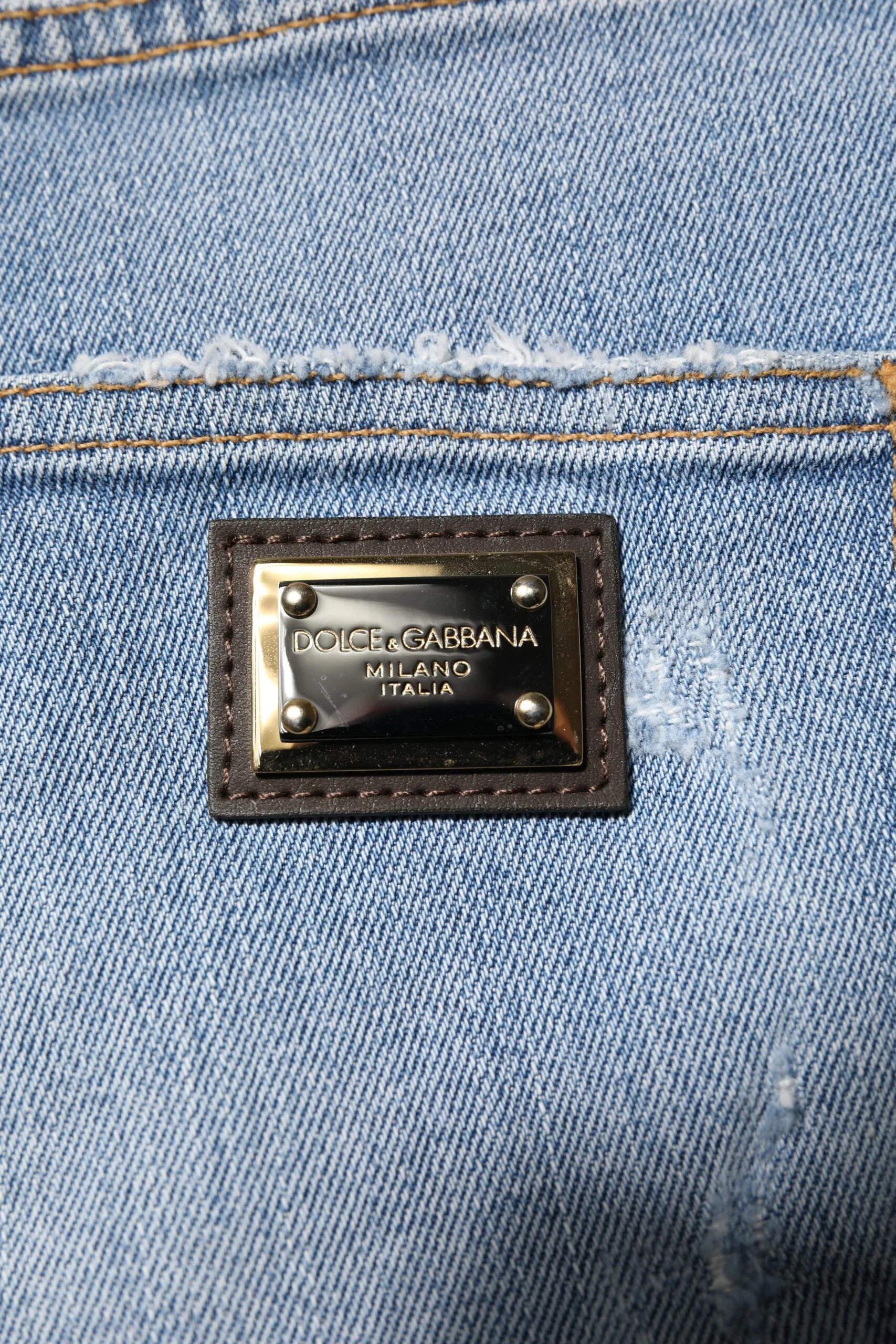 Dolce & Gabbana Blue Tattered Denim Cotton Hot Pants Shorts - Zeiniez