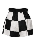 Dolce & Gabbana Black White Floral Brocade Hot Pants Shorts - Zeiniez