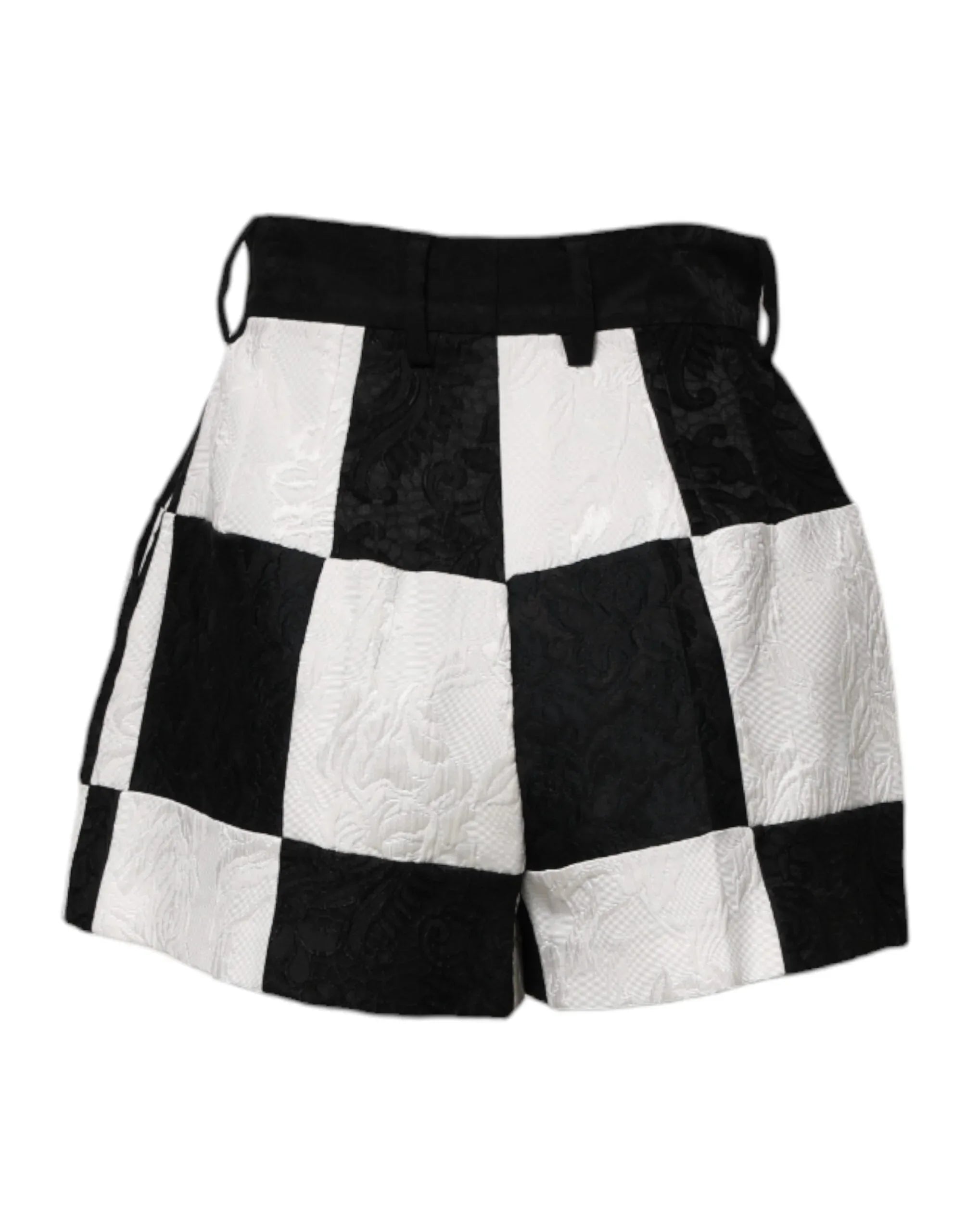 Dolce & Gabbana Black White Floral Brocade Hot Pants Shorts - Zeiniez