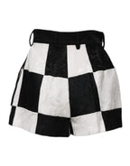Dolce & Gabbana Black White Floral Brocade Hot Pants Shorts