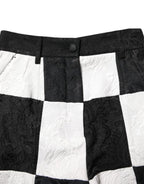 Dolce & Gabbana Black White Floral Brocade Hot Pants Shorts - Zeiniez