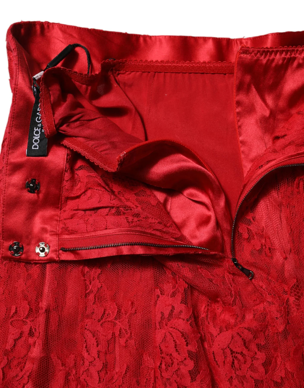 Dolce & Gabbana Red Cotton Floral Lace A-line Long Maxi Skirt - Zeiniez