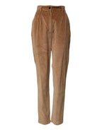Dolce & Gabbana Brown Cotton Corduroy Tapered Pants - Zeiniez