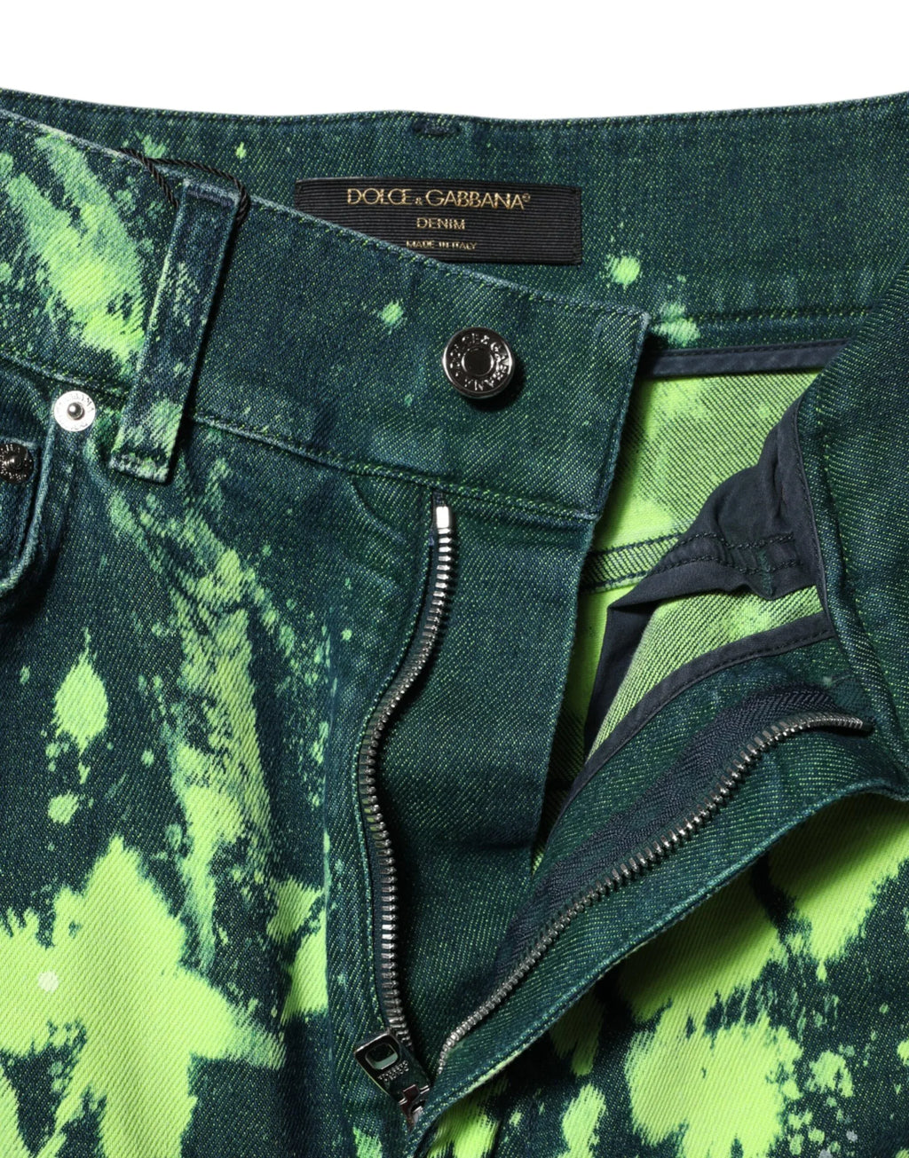 Dolce & Gabbana Green Color Splash High Waist Denim Jeans - Zeiniez