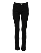 Dolce & Gabbana Black Cotton Logo Skinny Mid Waist Denim Jeans - Zeiniez