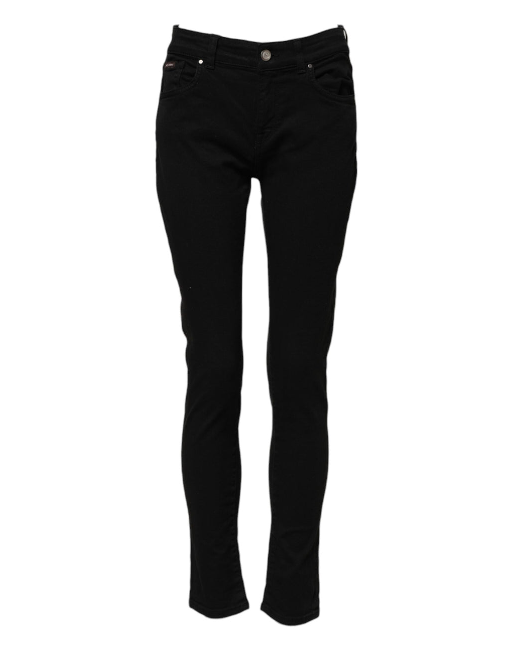 Dolce & Gabbana Black Cotton Logo Skinny Mid Waist Denim Jeans