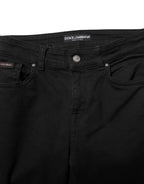 Dolce & Gabbana Black Cotton Logo Skinny Mid Waist Denim Jeans - Zeiniez