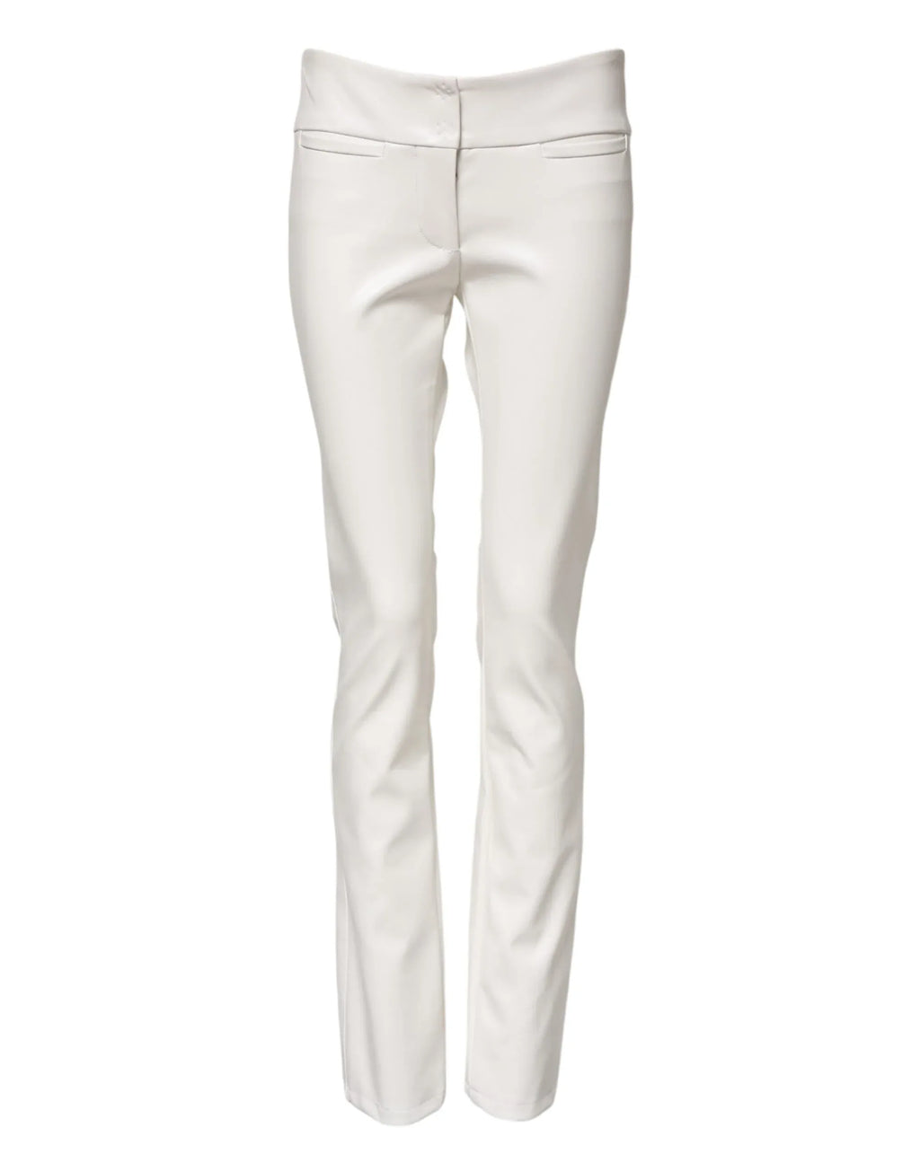 Dolce & Gabbana White Polyurethane High Waist Tapered Pants - Zeiniez