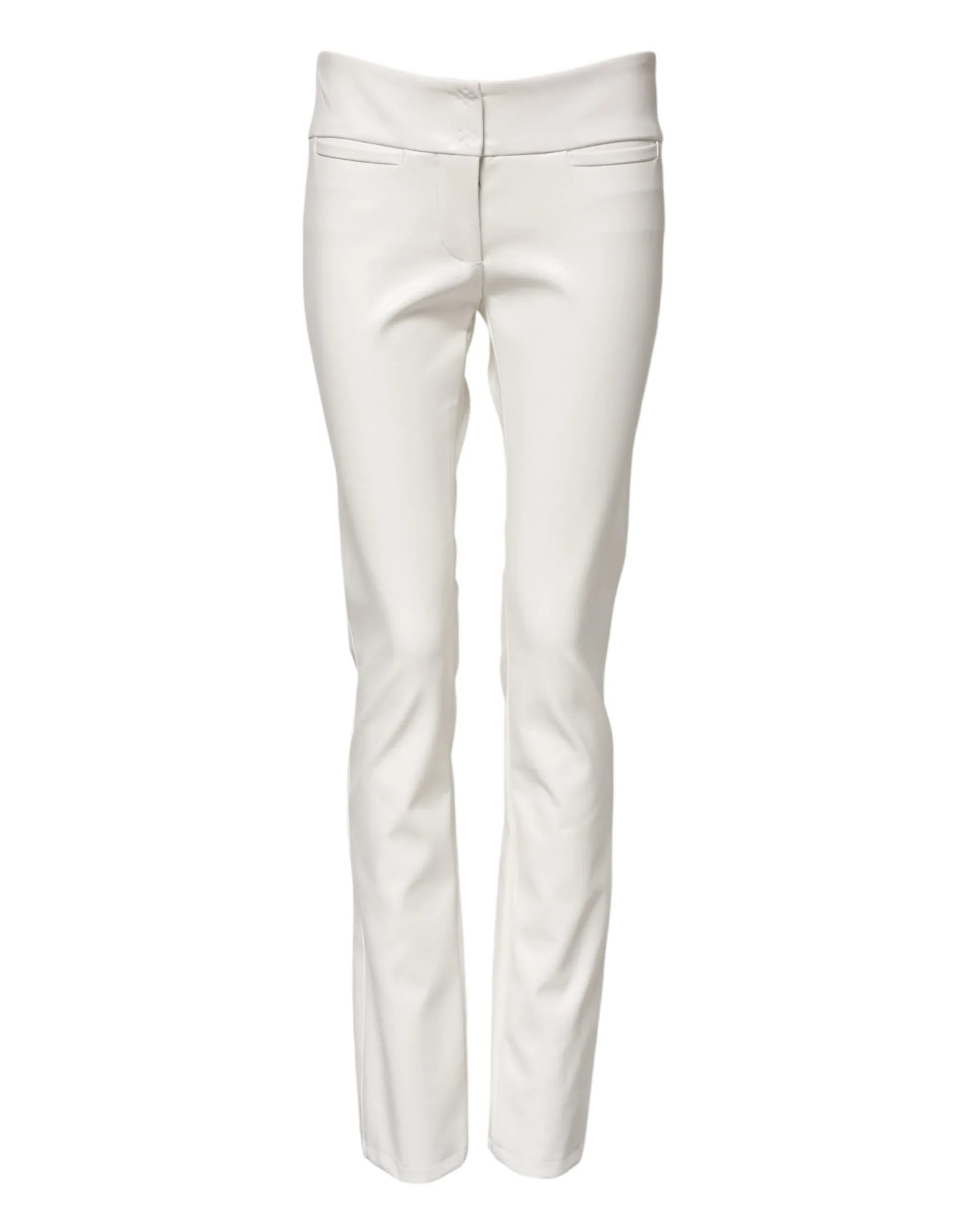 Dolce & Gabbana White Polyurethane High Waist Tapered Pants - Zeiniez