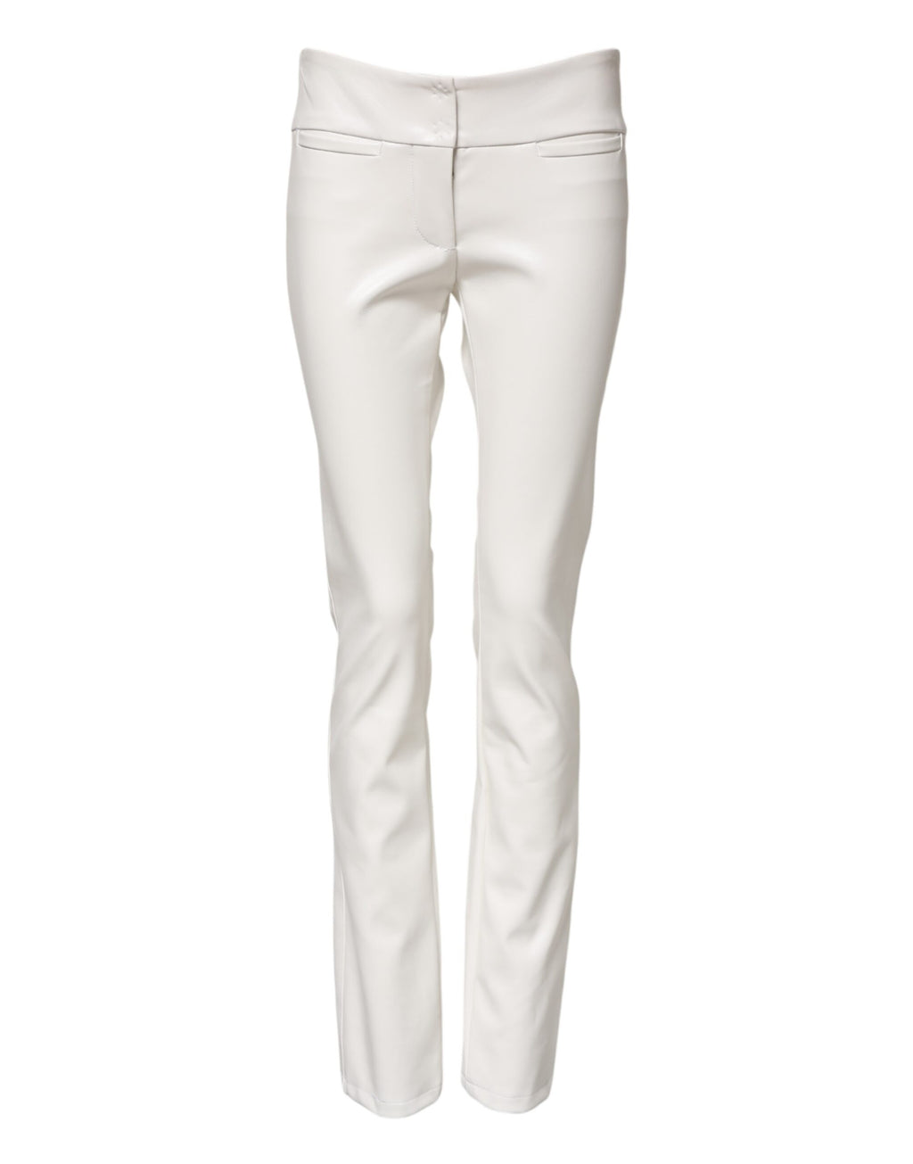 Dolce & Gabbana White Polyurethane High Waist Tapered Pants
