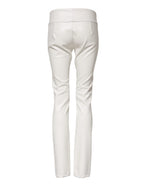 Dolce & Gabbana White Polyurethane High Waist Tapered Pants - Zeiniez