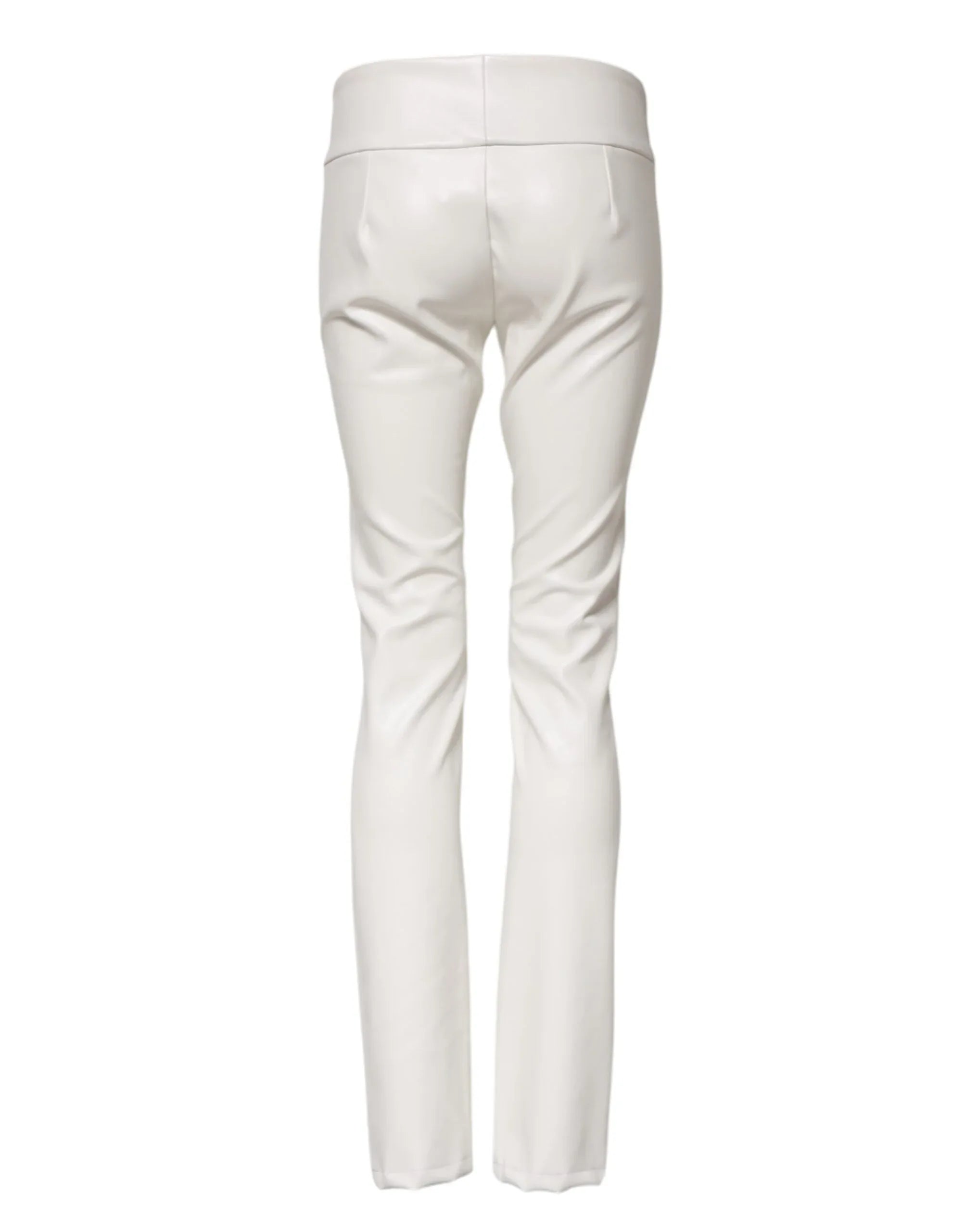 Dolce & Gabbana White Polyurethane High Waist Tapered Pants - Zeiniez