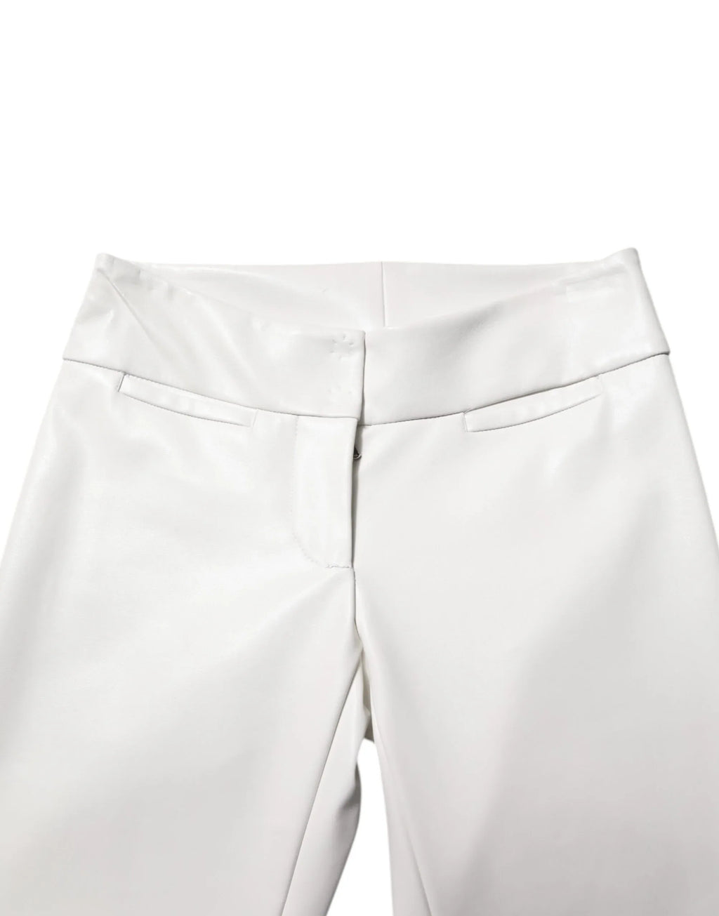 Dolce & Gabbana White Polyurethane High Waist Tapered Pants - Zeiniez